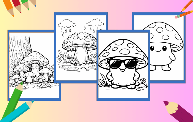 Desenhos de Cogumelo para colorir