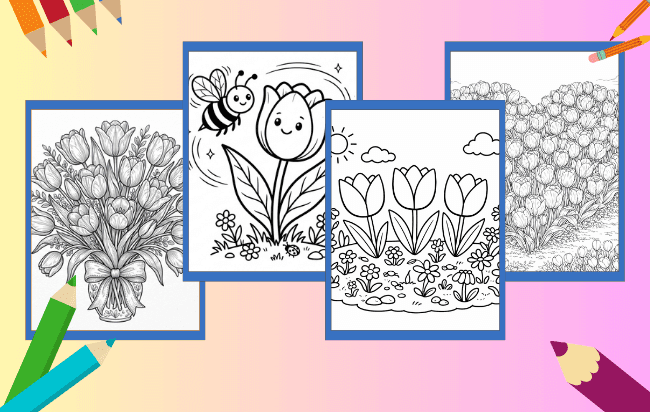 Desenhos de Tulipa para colorir