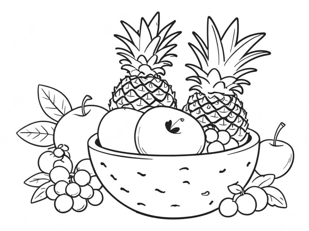 Abacaxi e outras frutas para colorir