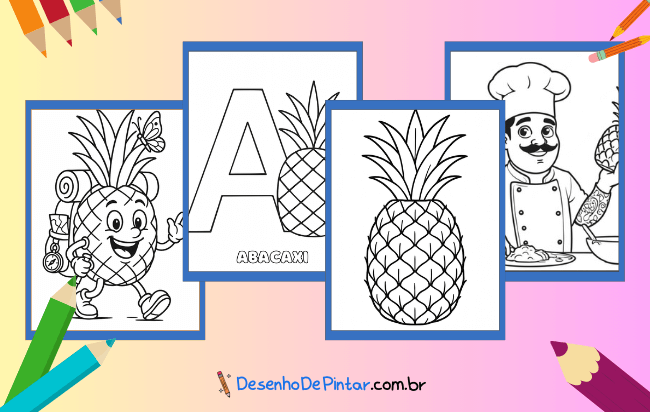 Desenhos de Abacaxi para colorir