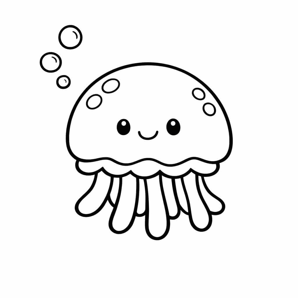 Água-viva com formas arredondadas para colorir