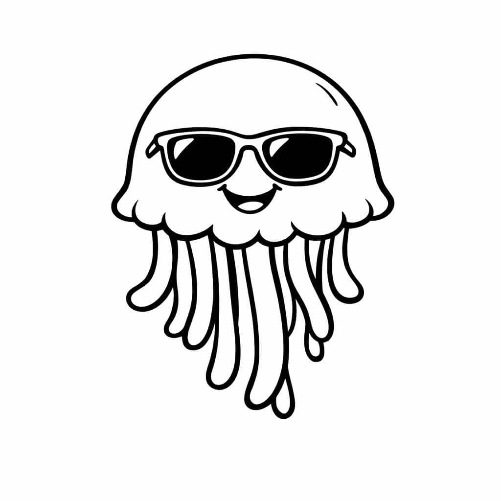 Água-viva de óculos escuros para colorir