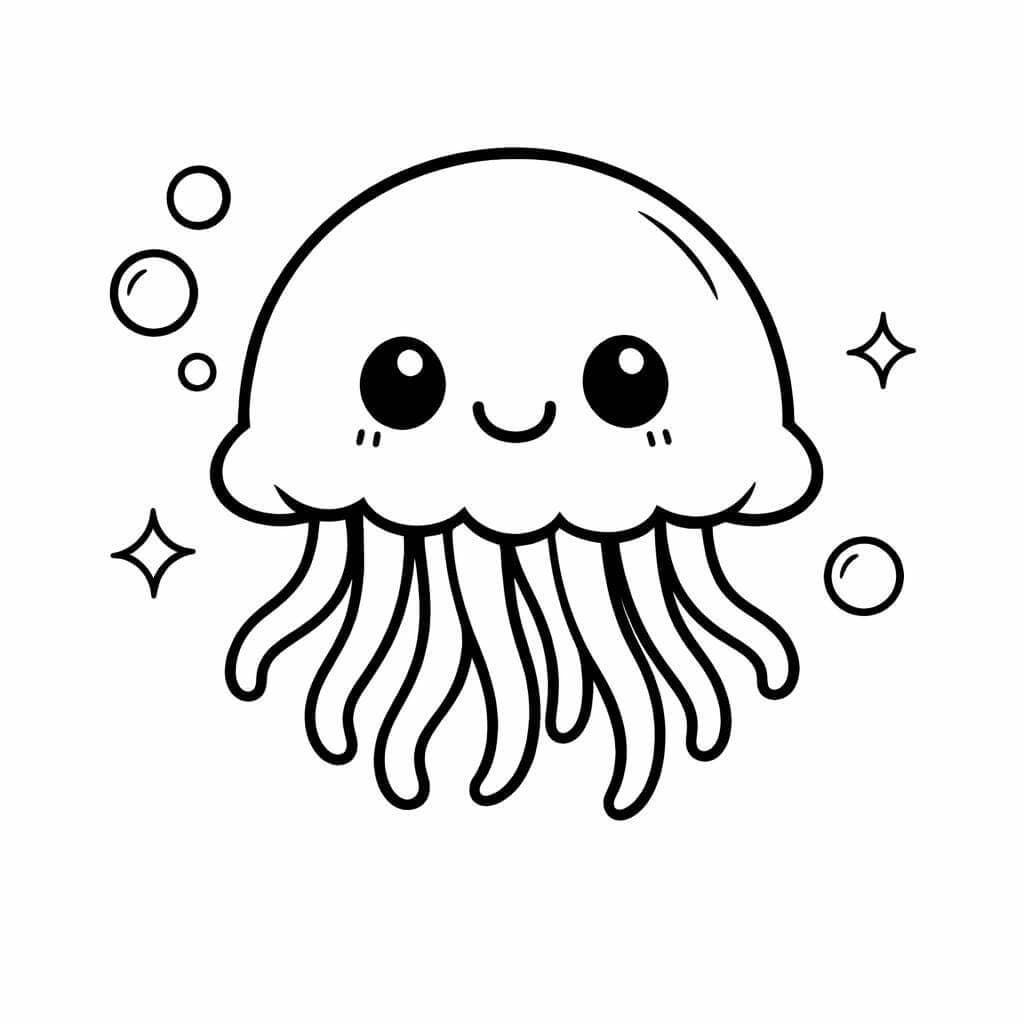 Água-viva sorridente para colorir