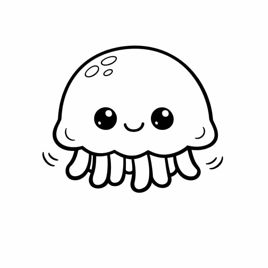 Água-viva com tentáculos curtos para colorir