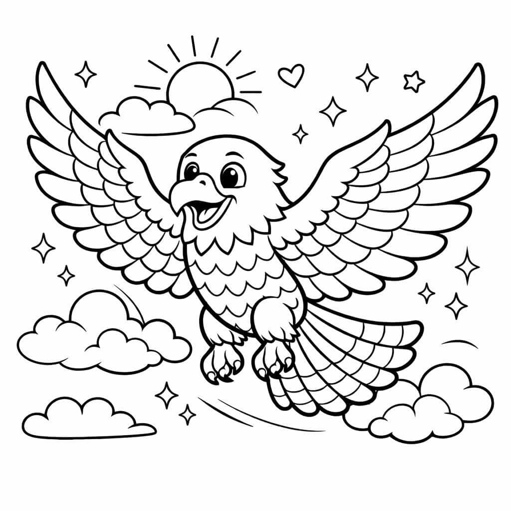 Águia arco-íris para colorir