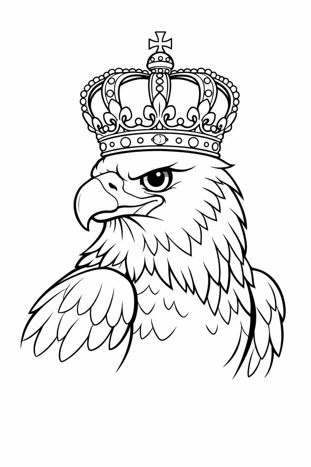Águia com coroa para colorir