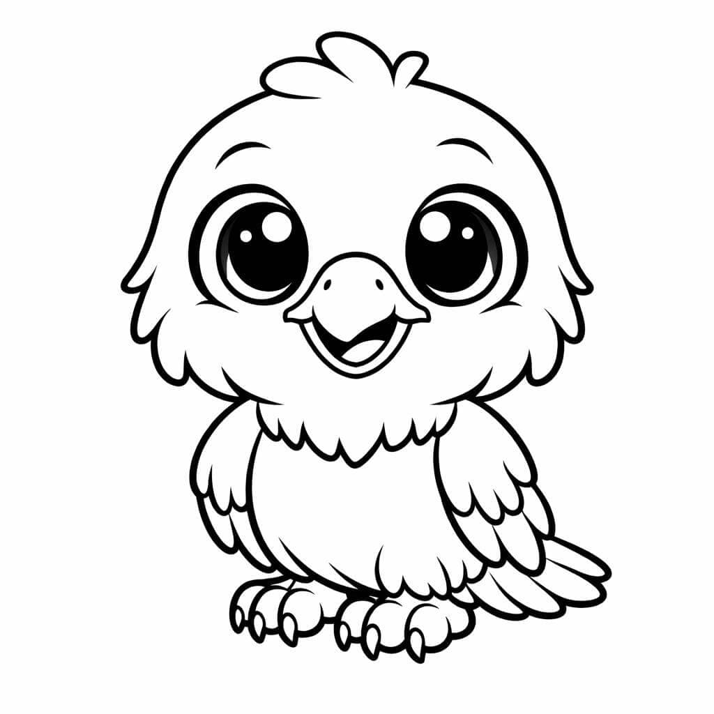 Águia fofa com olhos grandes para colorir