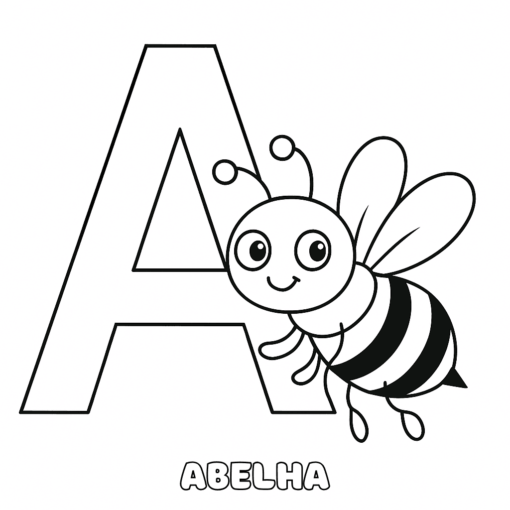 Letra A de Abelha para colorir