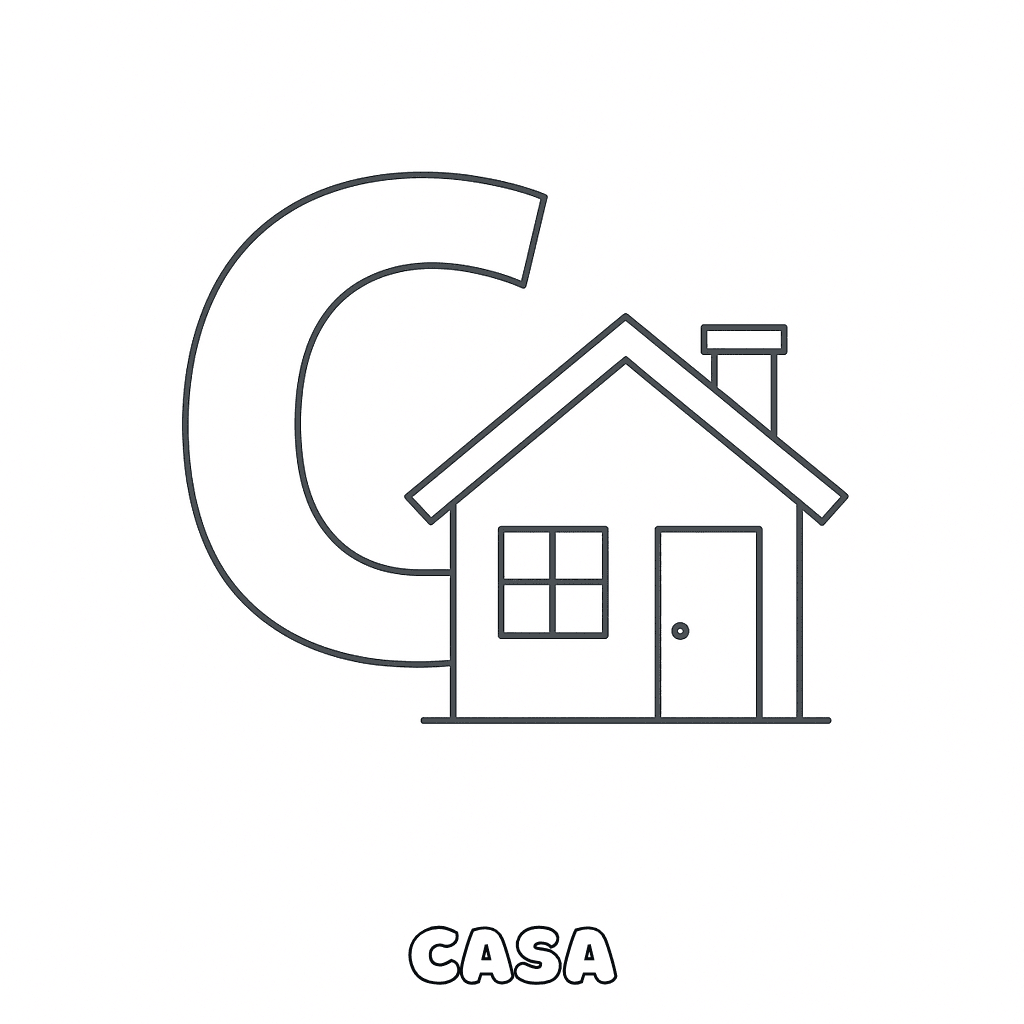 Letra C de Casa para colorir