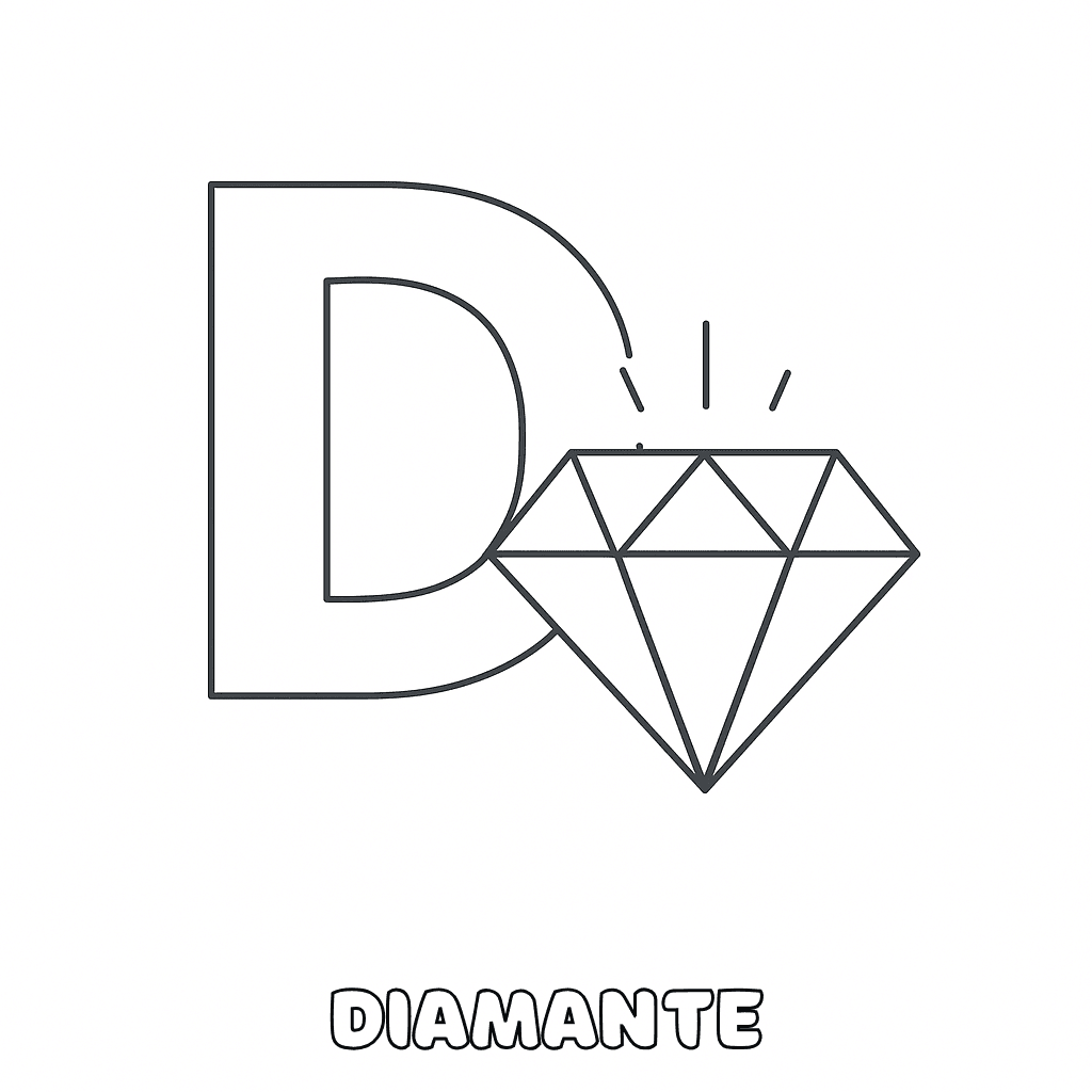 Letra D de Diamante para colorir