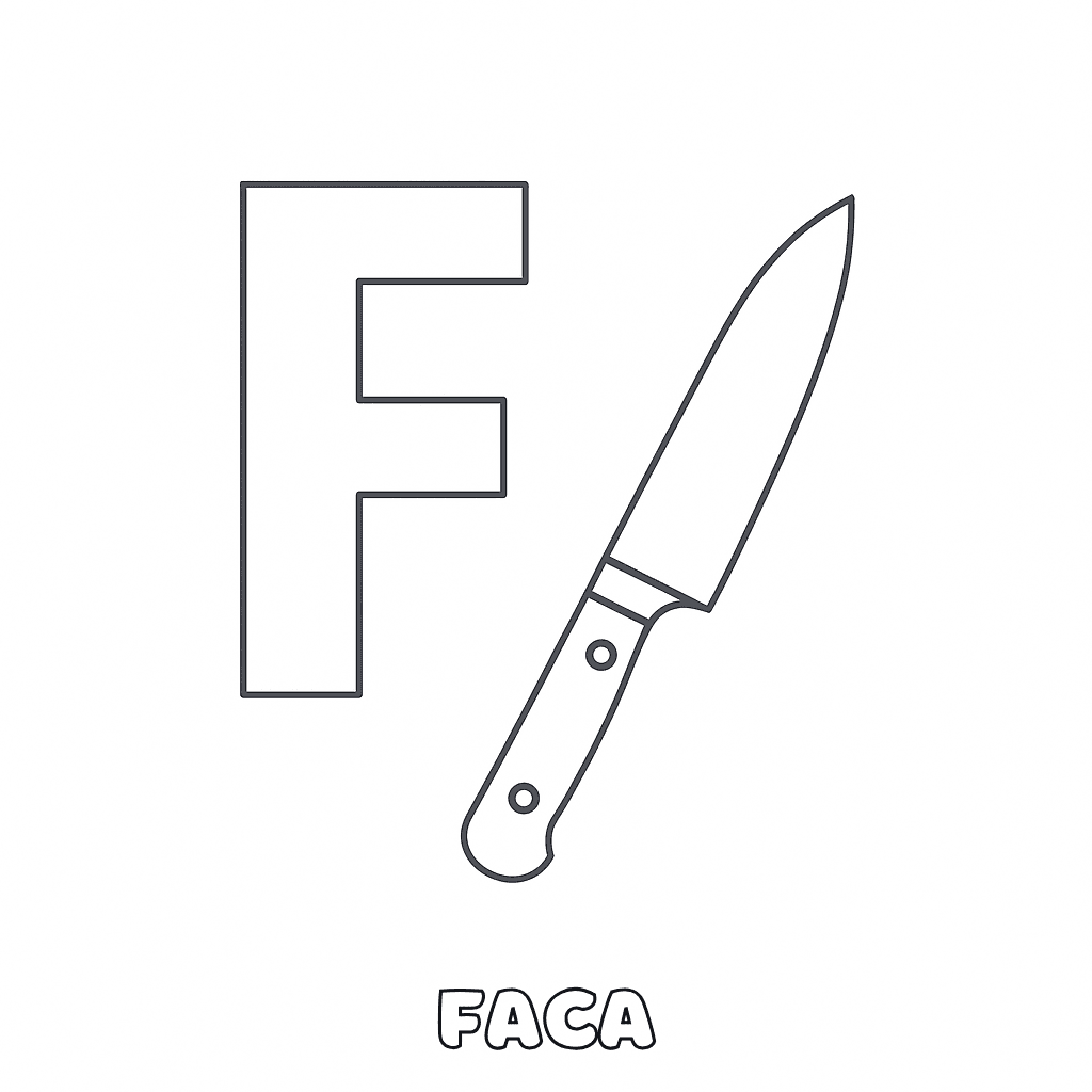 Letra F de Faca para colorir