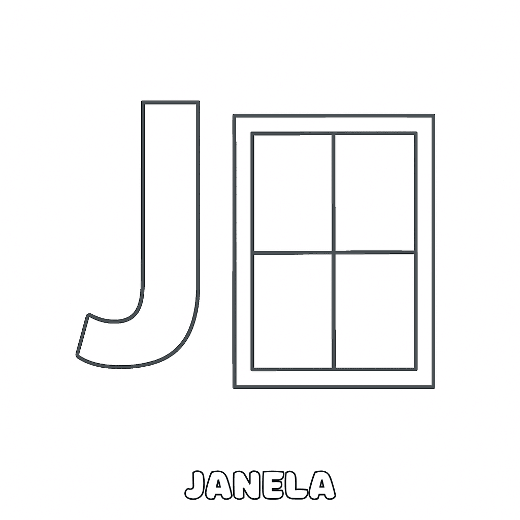 Letra J de Janela para colorir