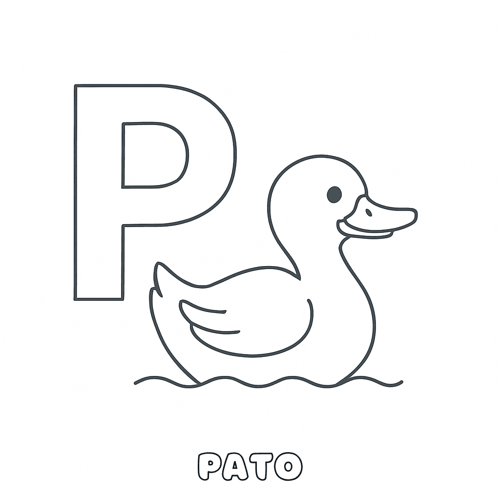 Letra P de Pato para colorir