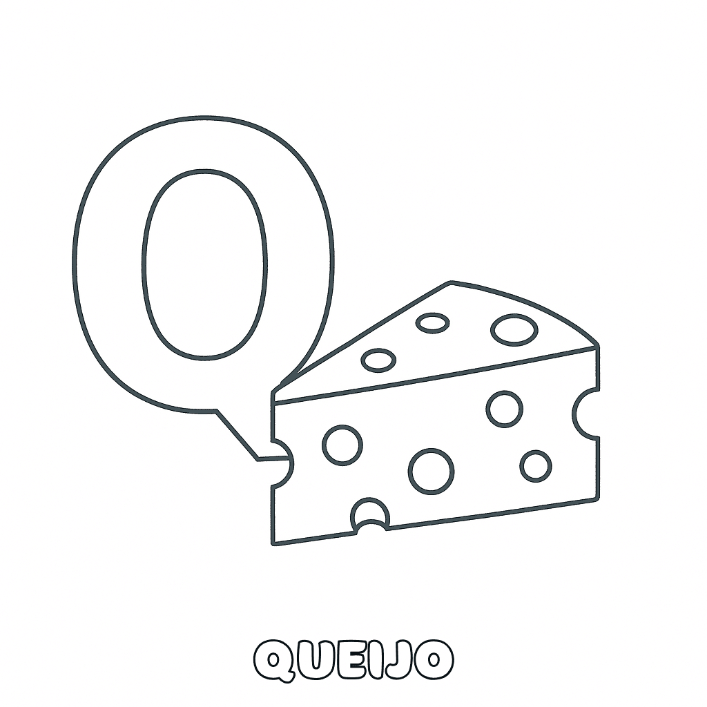 Letra Q de Queijo para colorir