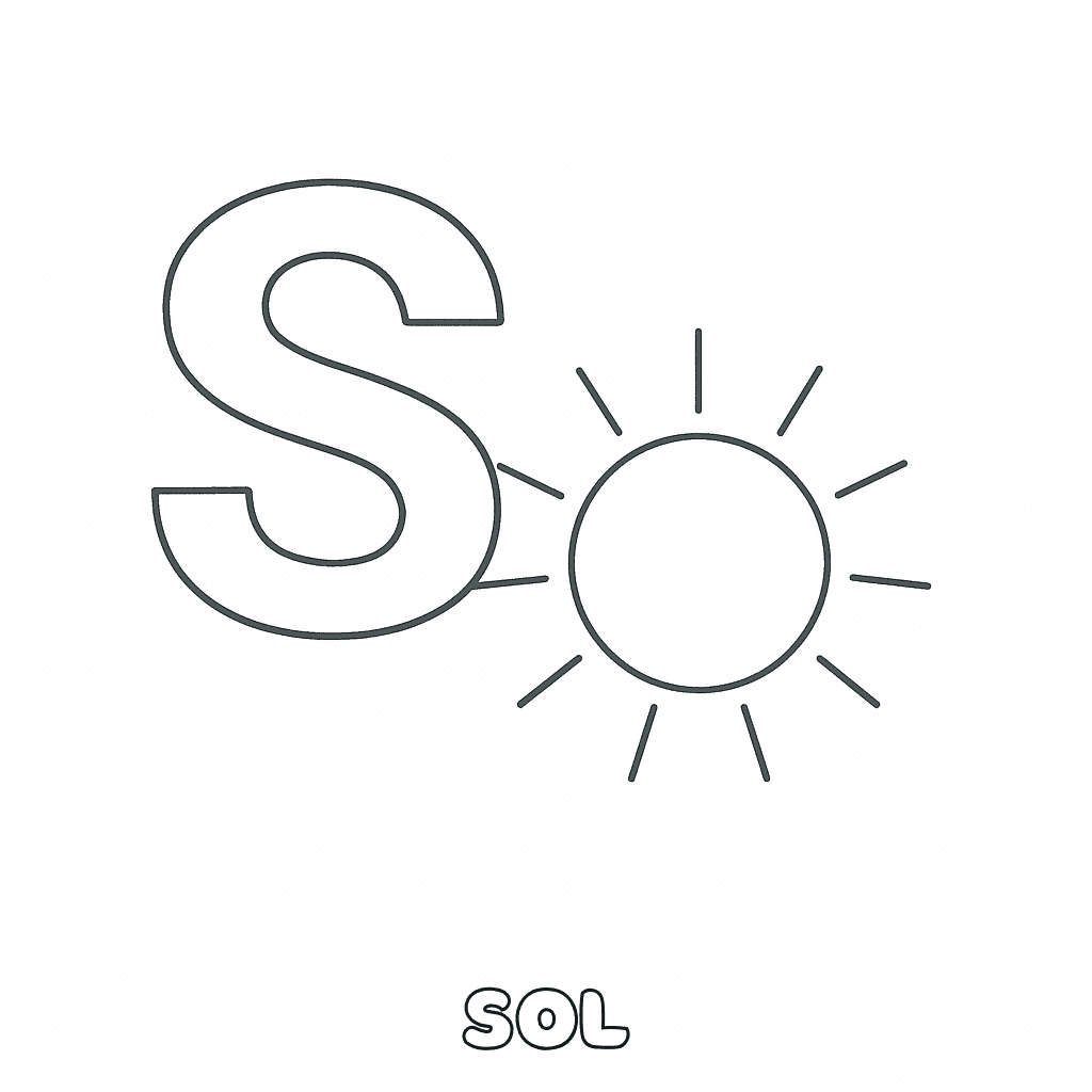 Letra S de Sol para colorir