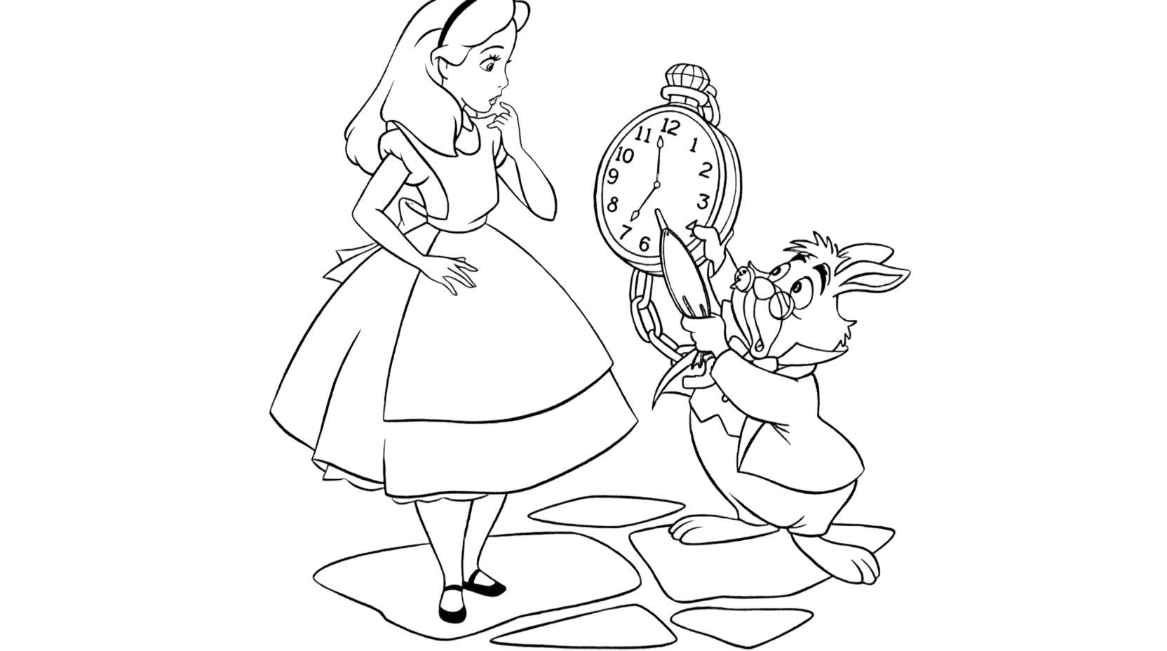 Alice e o Gato para colorir