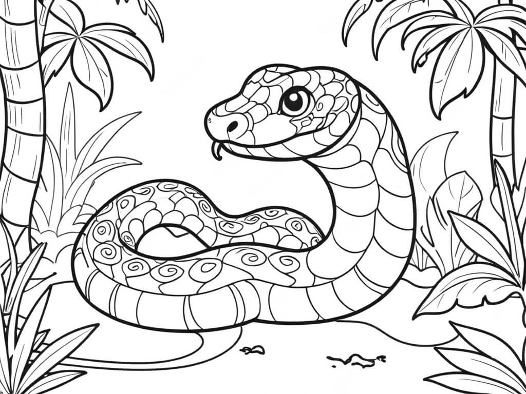 Cobra na selva para colorir