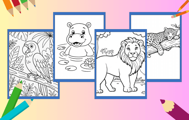 Animais da Selva Para Colorir