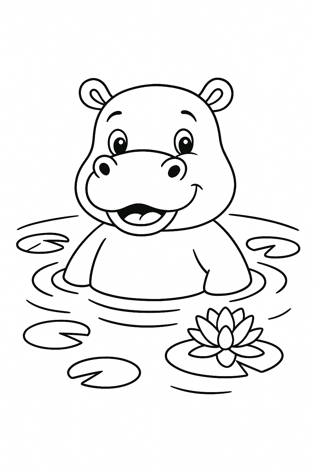 Hipopotamo no rio para colorir