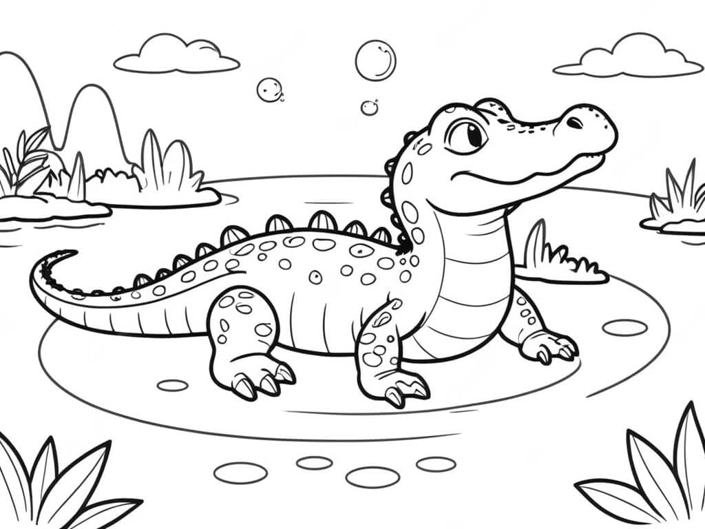 Jacaré para colorir