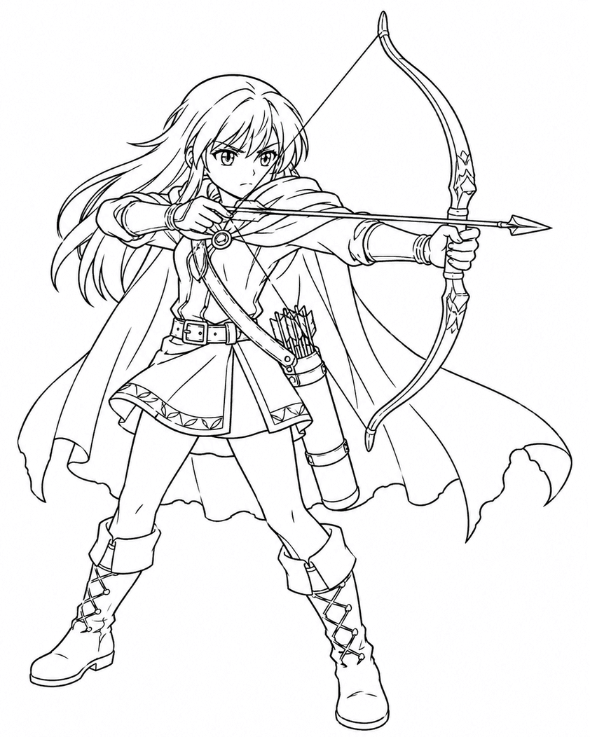 Arqueira anime para colorir