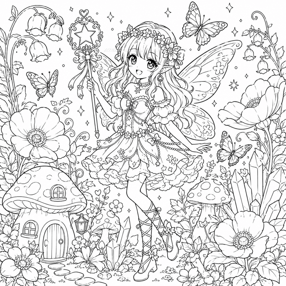 Fada anime para colorir