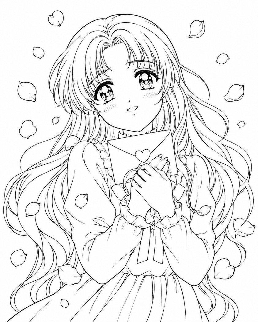 Menina shoujo anime para colorir