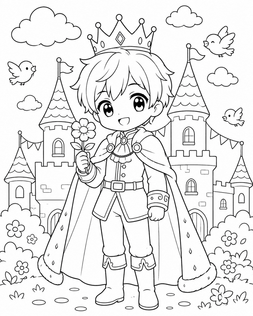 Príncipe kawaii anime para colorir