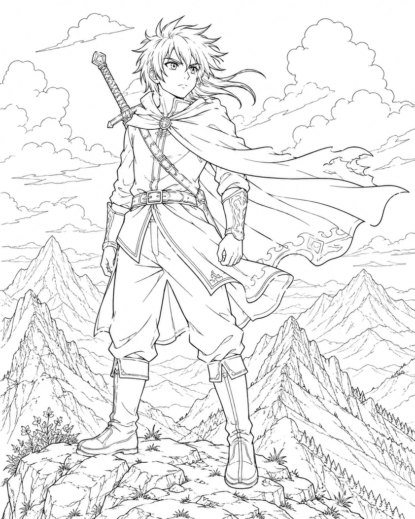 Samurai anime para colorir