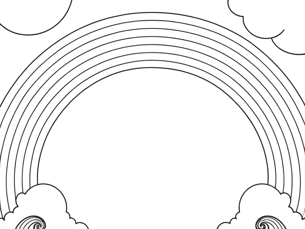 Arco-íris no céu limpo para colorir