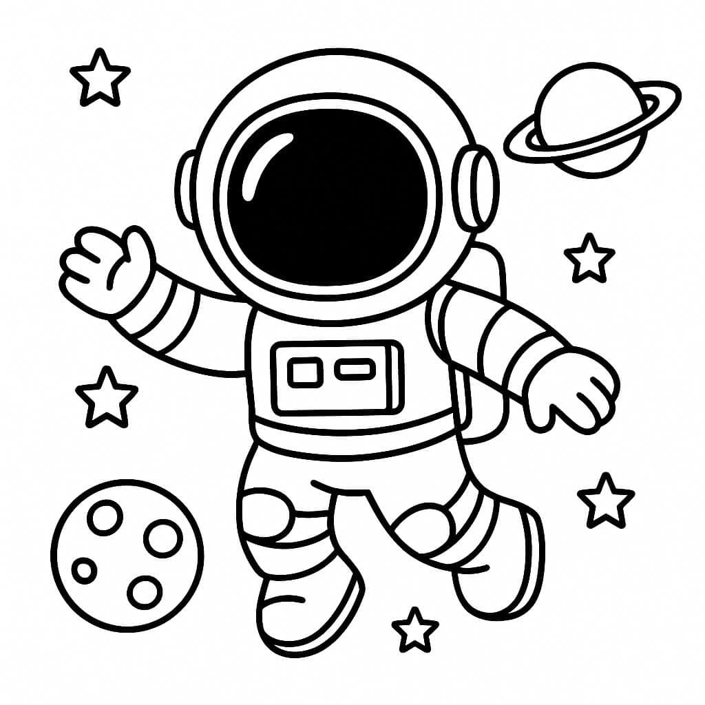 Astronauta flutuando no espaço para colorir