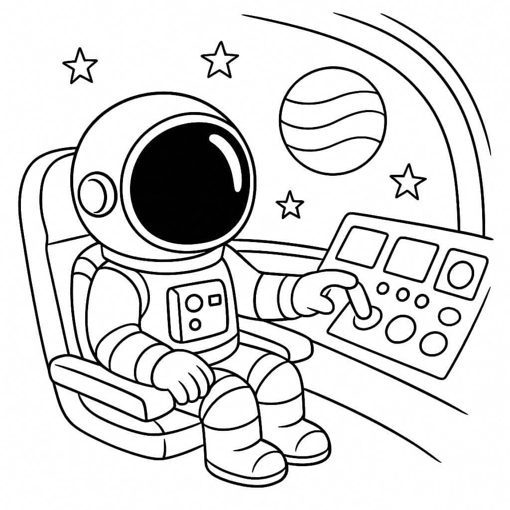 Astronauta no cockpit para colorir