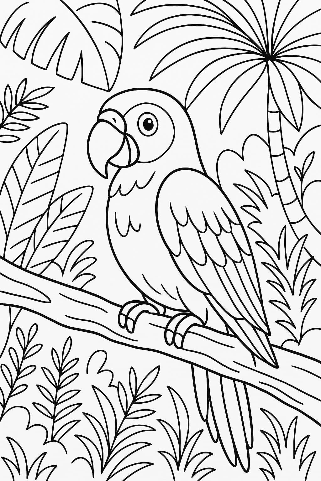 Arara na floresta para colorir