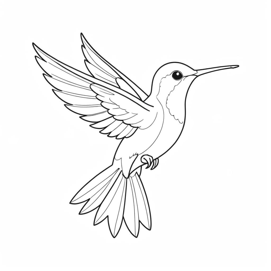 Beija-flor voando para colorir