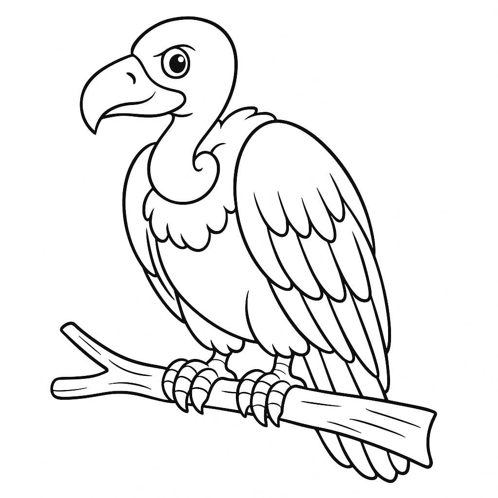Urubu no galho para colorir