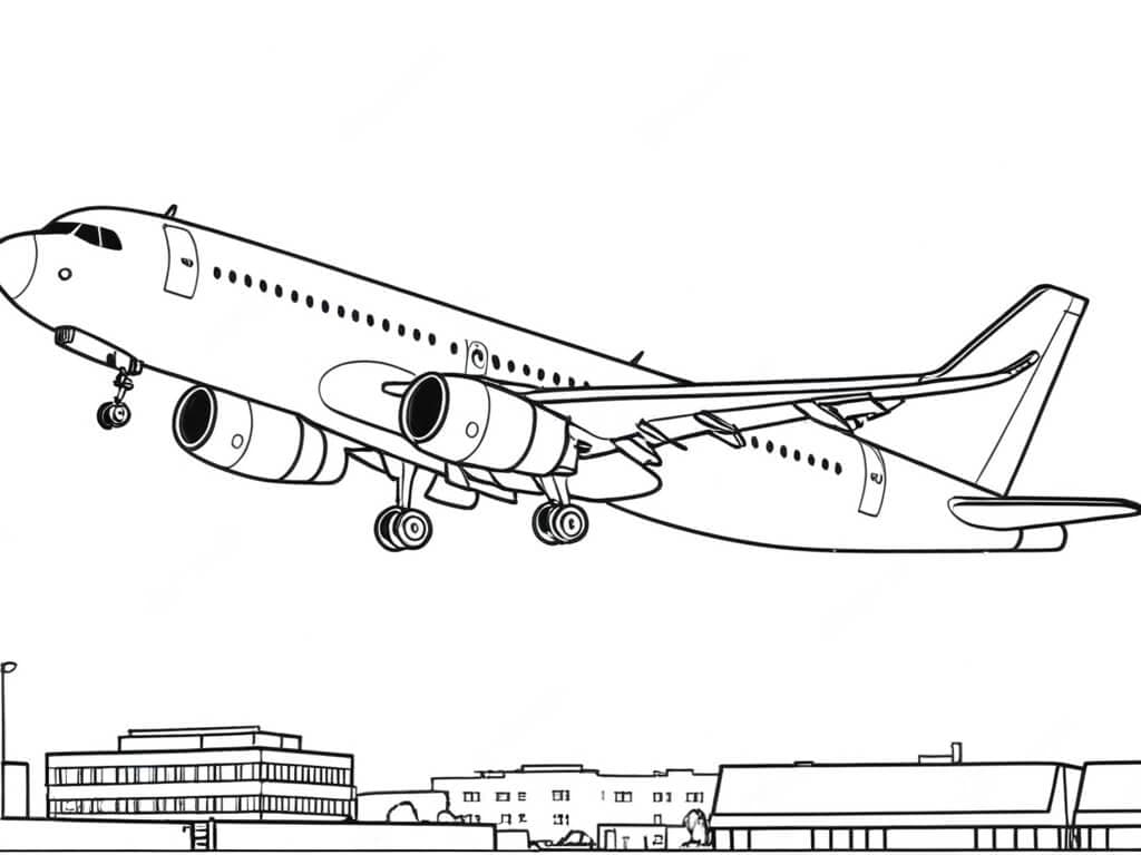 Avião levantando voo para colorir