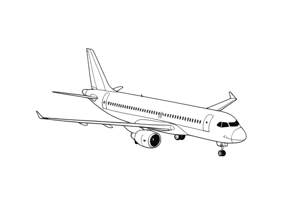 Avião no ar para colorir