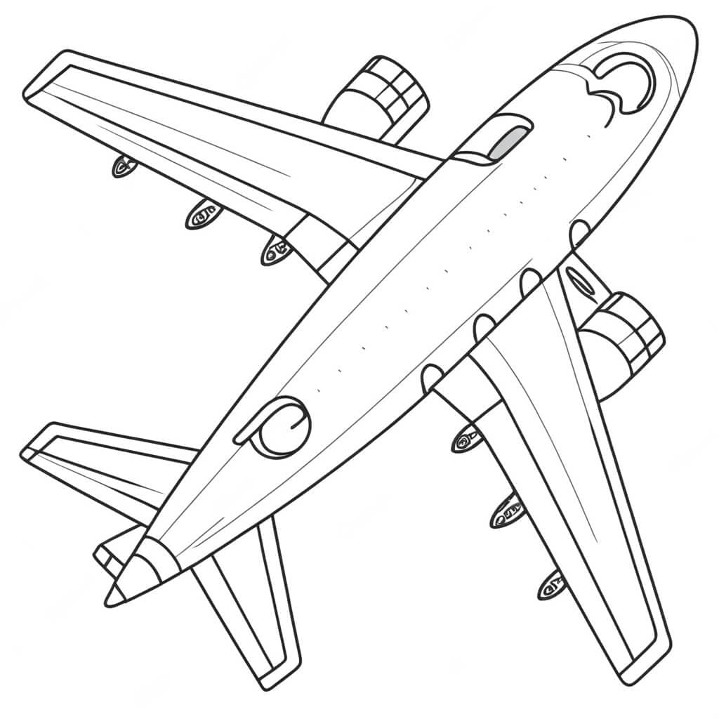 Avião visto de cima para colorir