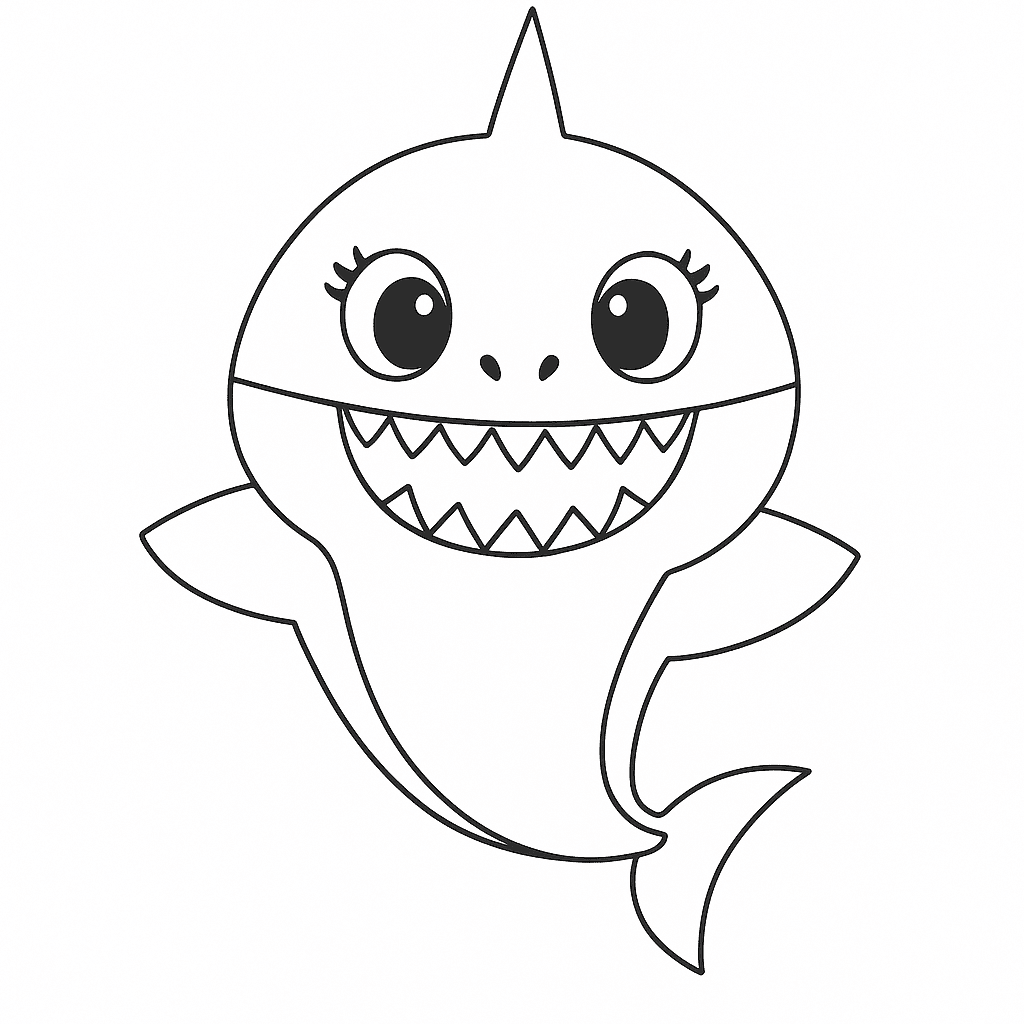 Mamãe tubarão Baby Shark para colorir
