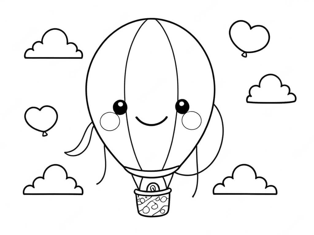 Balão feliz voando para colorir