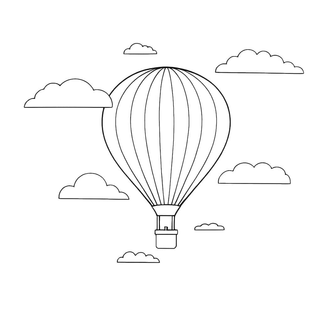 Balão voando nas nuvens para colorir