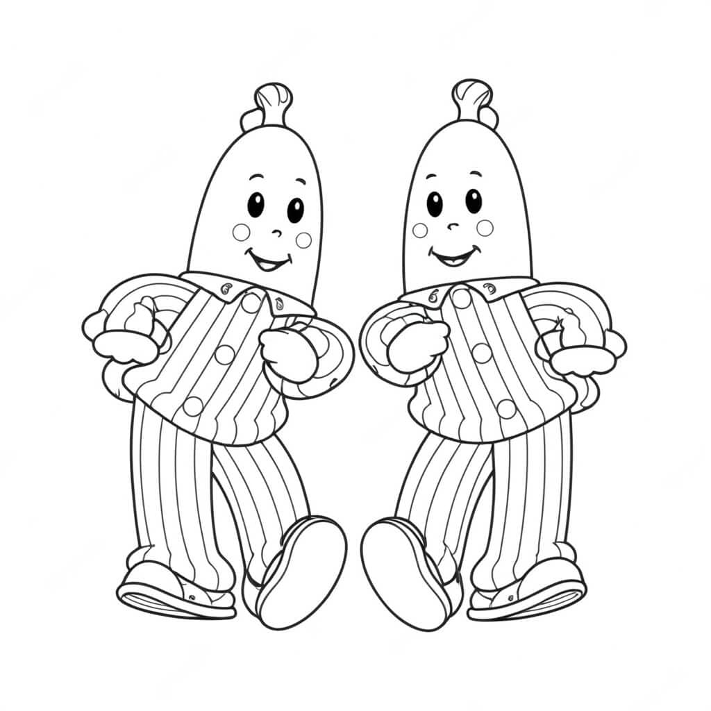 Bananas de pijama para colorir