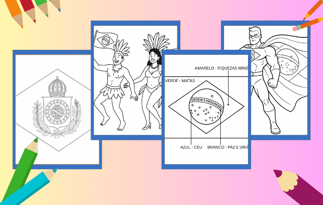 Desenhos da Bandeira do Brasil para colorir