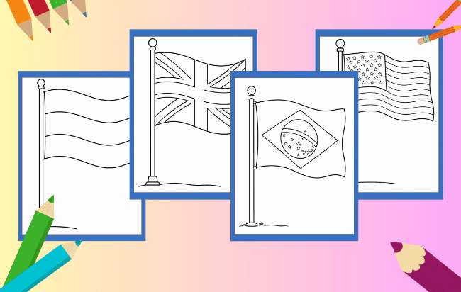 Bandeiras de países para colorir