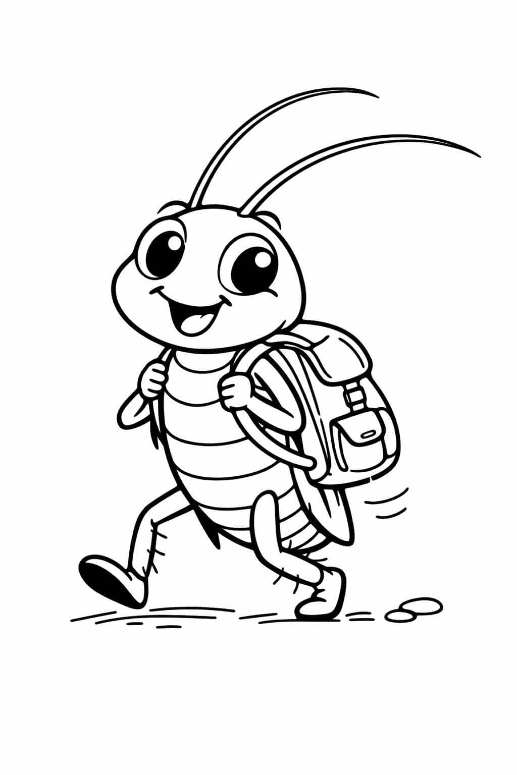 Barata com mochila para colorir