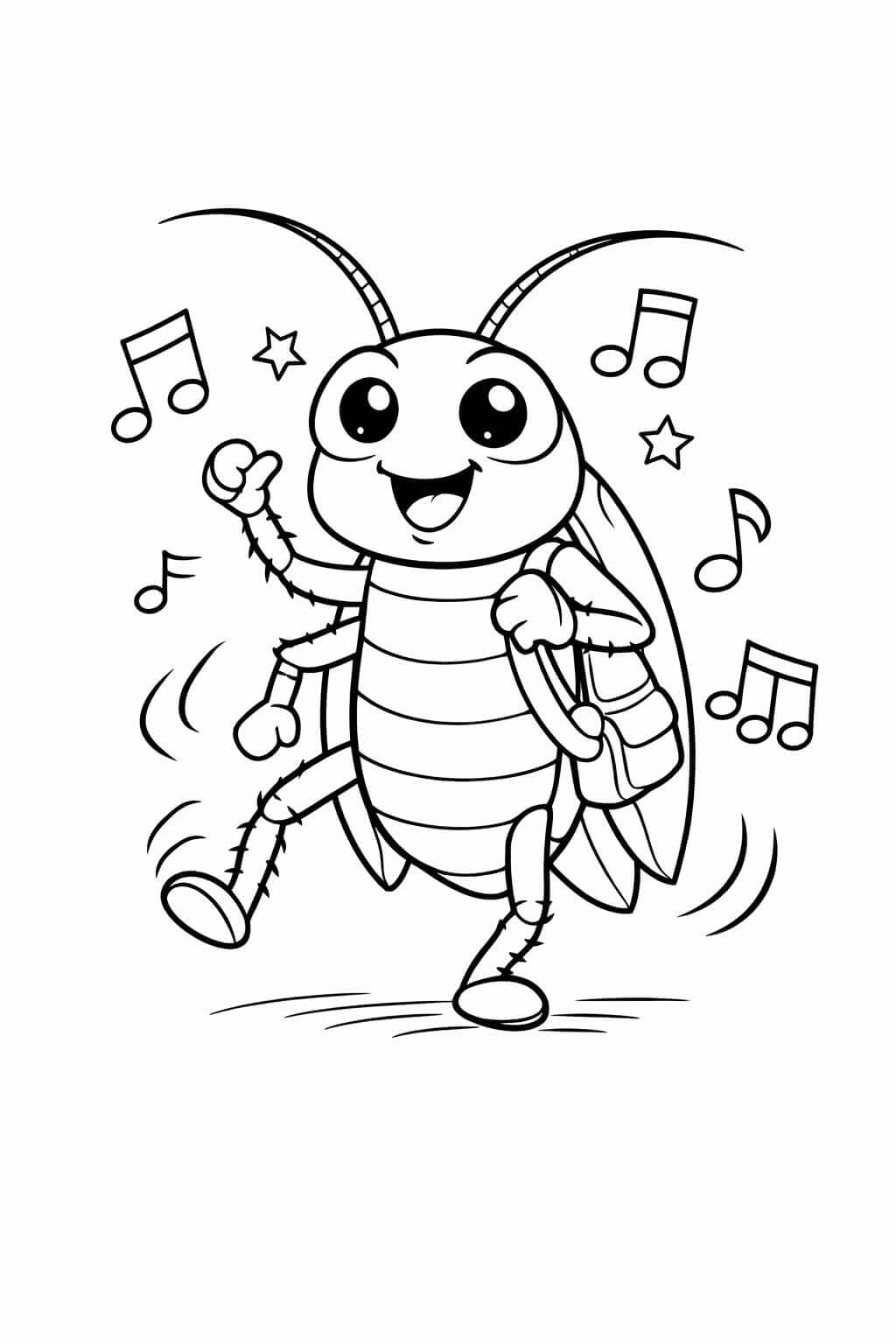 Barata dançando música para colorir