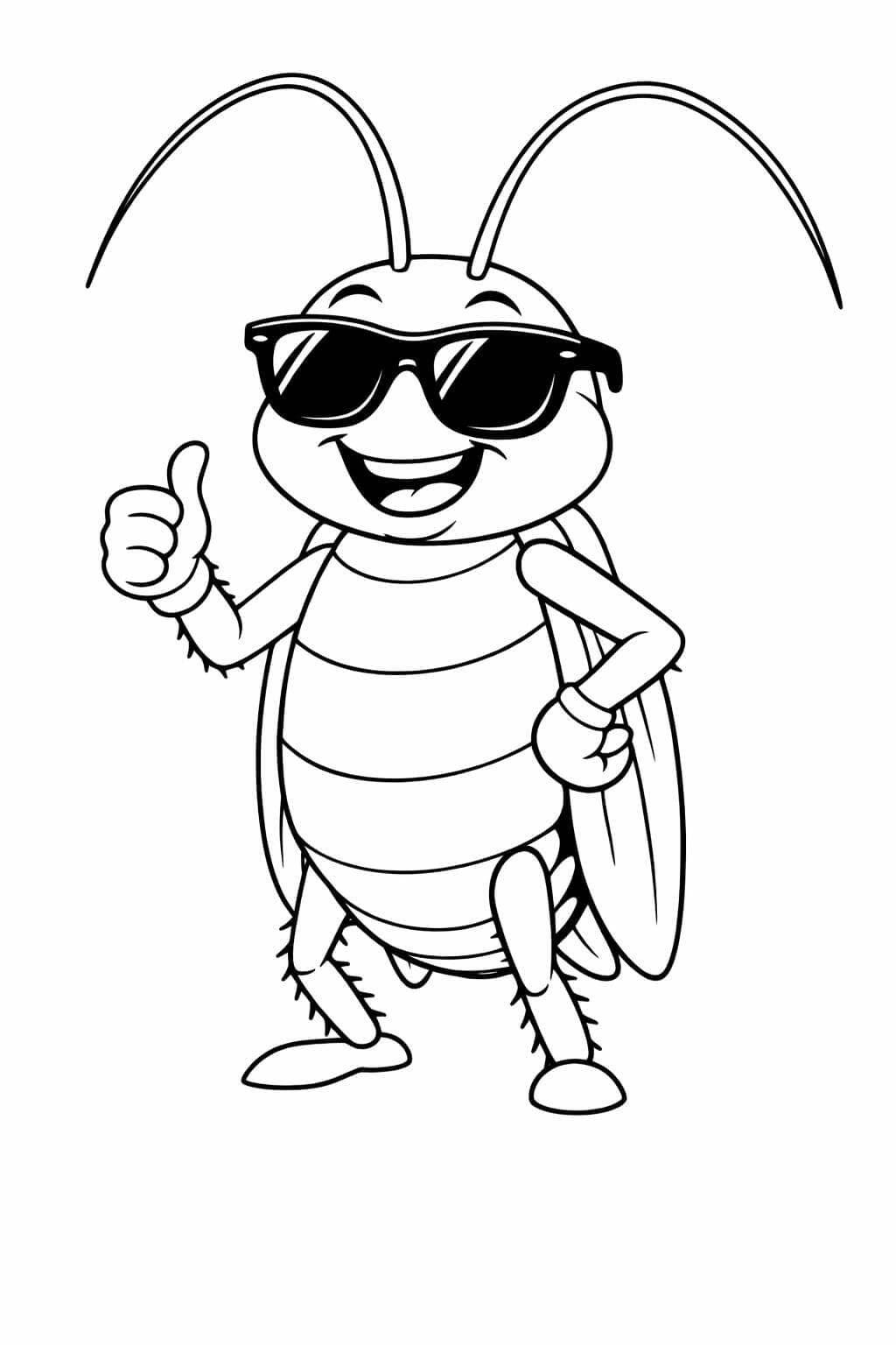 Barata de óculos escuros para colorir