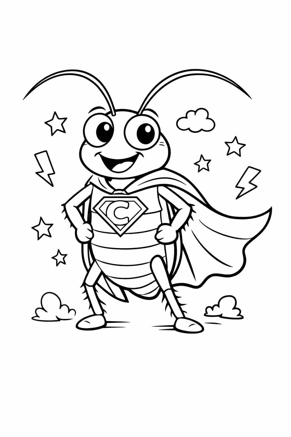 Barata super-herói para colorir