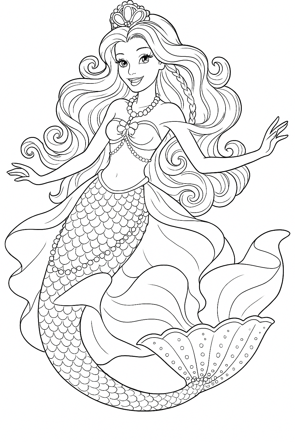 8 Desenhos de Barbie Sereia para colorir e imprimir