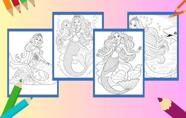 Desenhos da Barbie Sereia para colorir